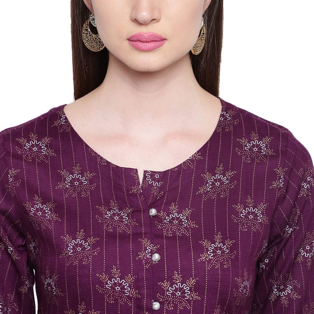 Khushal K Women's Rayon Printed Kurta With Skirt Set (Purple) - Image 3