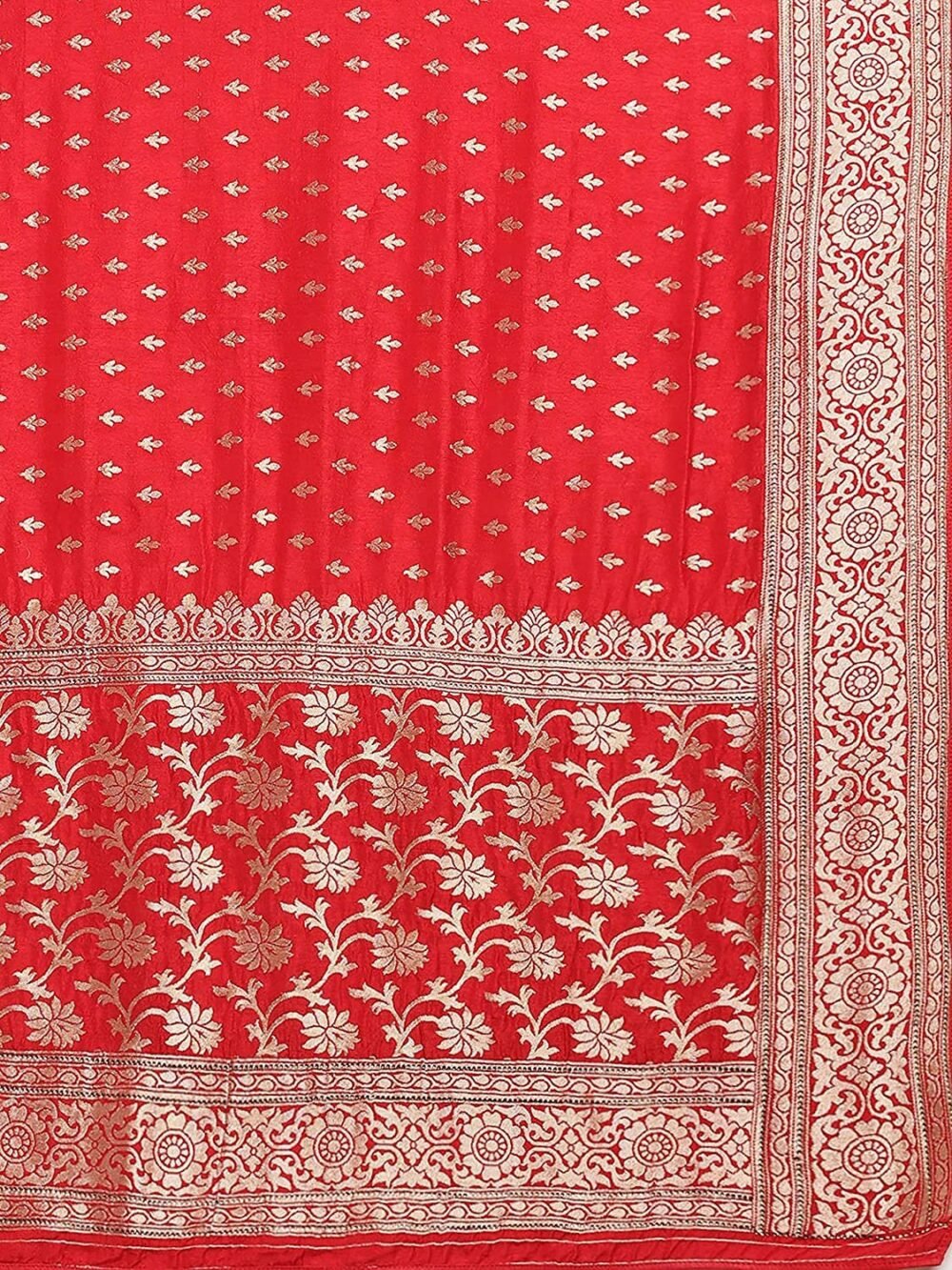 MOHEY Women's Ethnic Saree, All Over Jaal, Border with Blouse Piece Traditional Womens Saree for Festival, Wedding, Party (Red) - Image 3